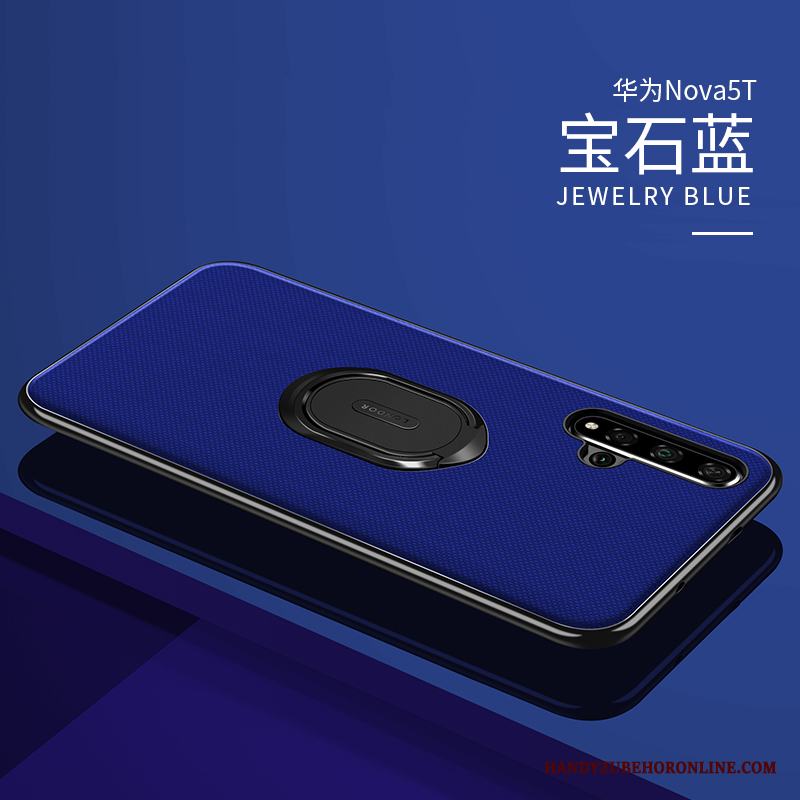 Huawei Nova 5t All Inclusive Slim Fallskydd Högt Utbud Läderfodral Skal Telefon Blå