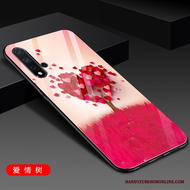Huawei Nova 5t Fodral Nubuck Spegel Skal Telefon Röd All Inclusive Fallskydd
