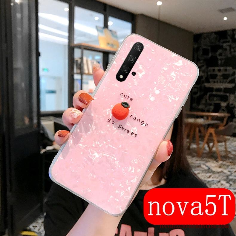 Huawei Nova 5t Mjuk Transparent Silikon Rosa Skal Telefon Personlighet Trend
