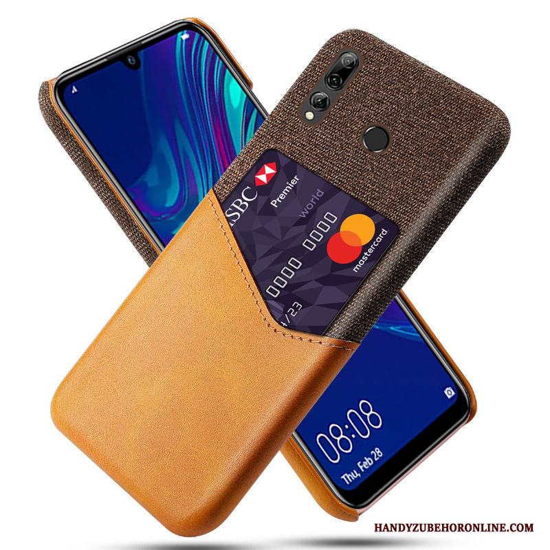 Huawei P Smart+ 2019 Fodral Skydd Enkel Kort Skal Telefon Orange Läderfodral