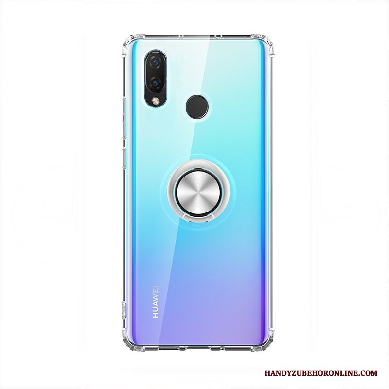 Huawei P Smart+ 2019 Skal Bil Silikon Magnetic Ring Fallskydd Fodral Blå