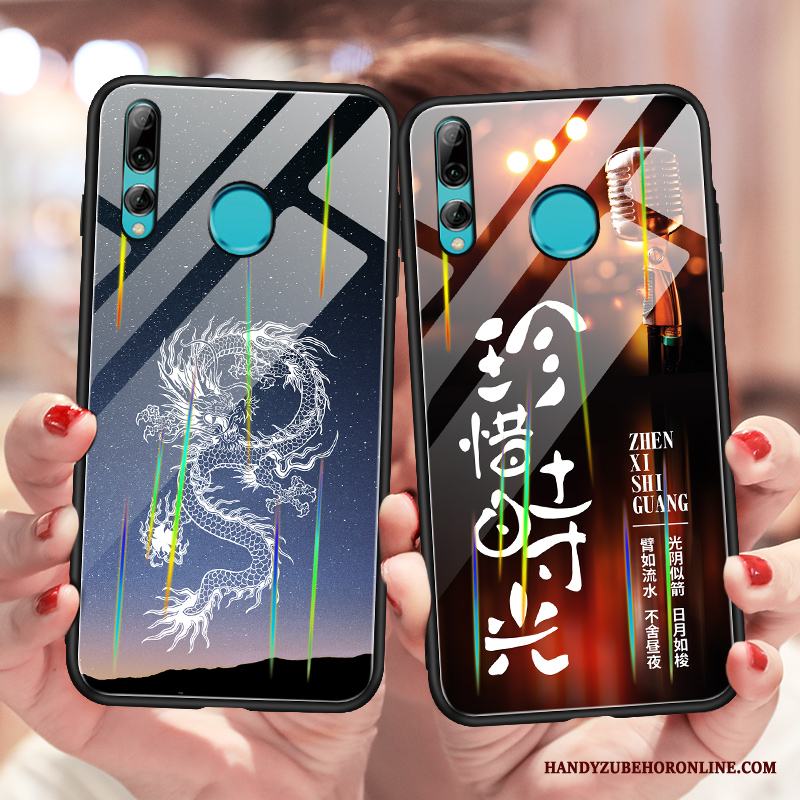 Huawei P Smart+ 2019 Trend Lysande Kinesisk Drake Härdat Glas Skal Telefon Kreativa