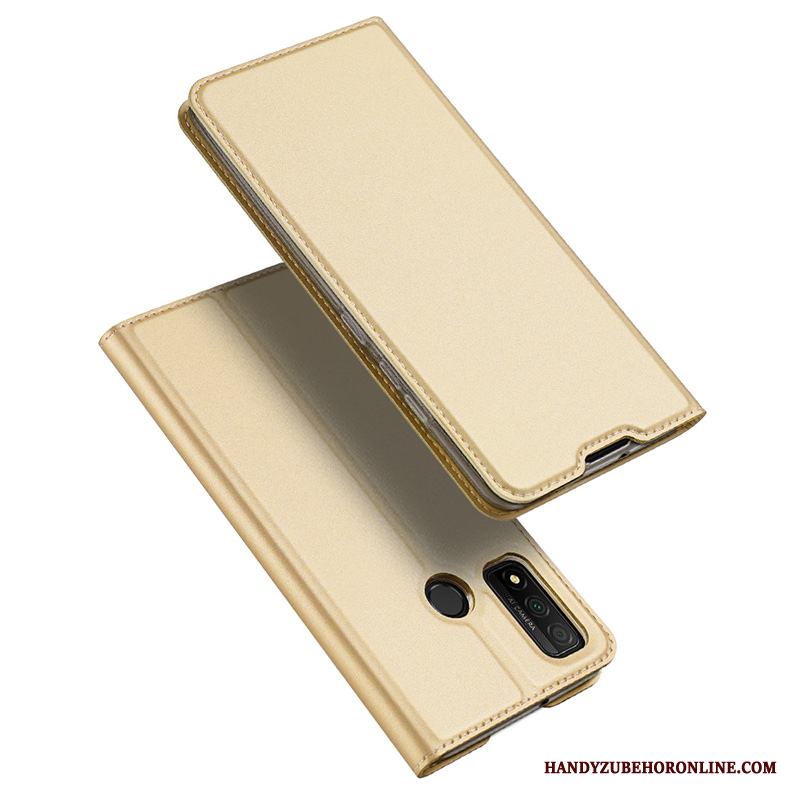 Huawei P Smart 2020 Läderfodral Clamshell Kort Skal Telefon Guld Slim Magnetic