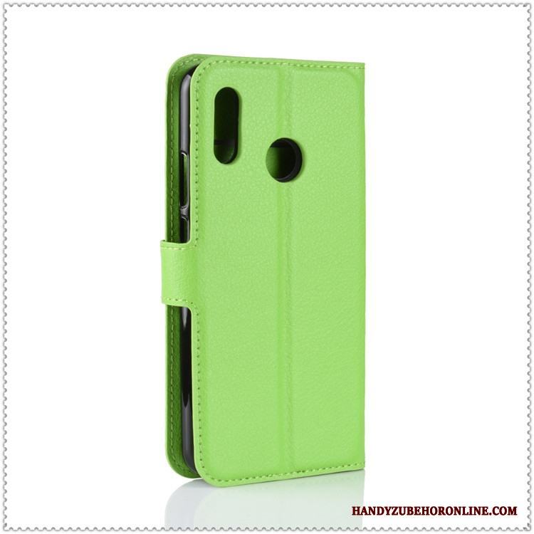 Huawei P Smart+ Fallskydd Läderfodral Skal Telefon Support Kort Grön Plånbok