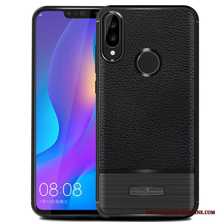 Huawei P Smart+ Skal Telefon Mjuk Mönster Skydd Litchi Fodral