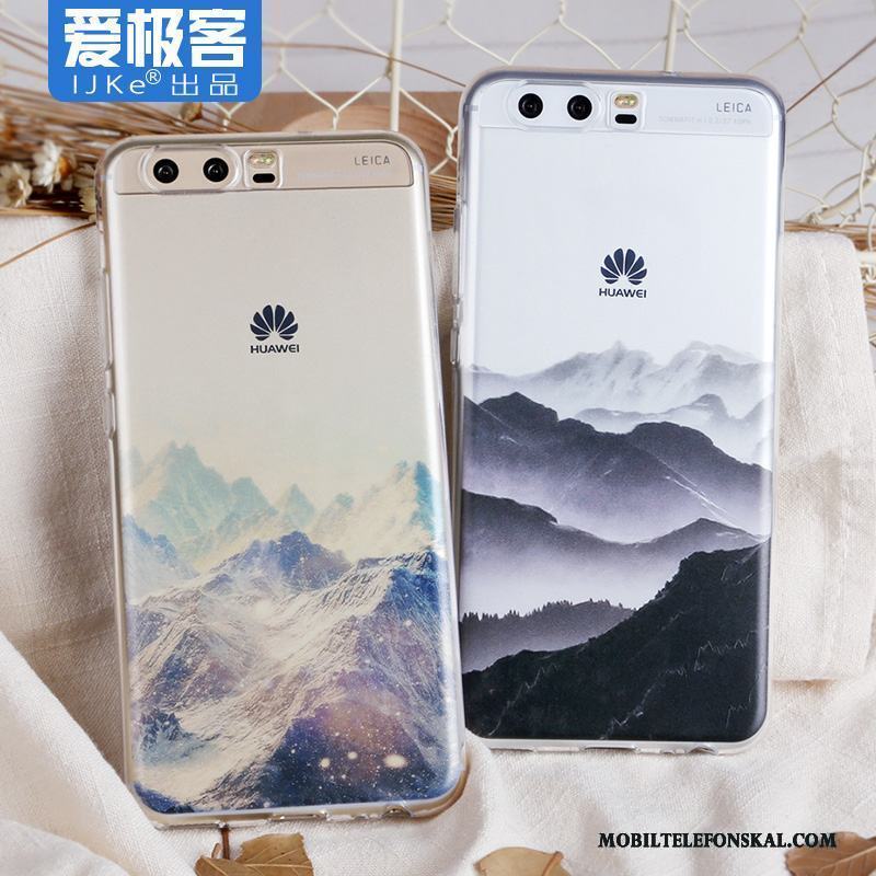 Huawei P10 Fallskydd Fodral Vit Silikon Landskap Mobil Telefon Skal Telefon