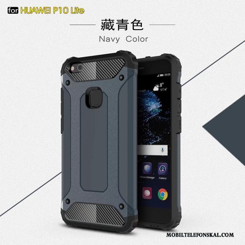 Huawei P10 Lite Pratkvarn Skal Telefon Tre Försvar Silikon Metall Fodral All Inclusive