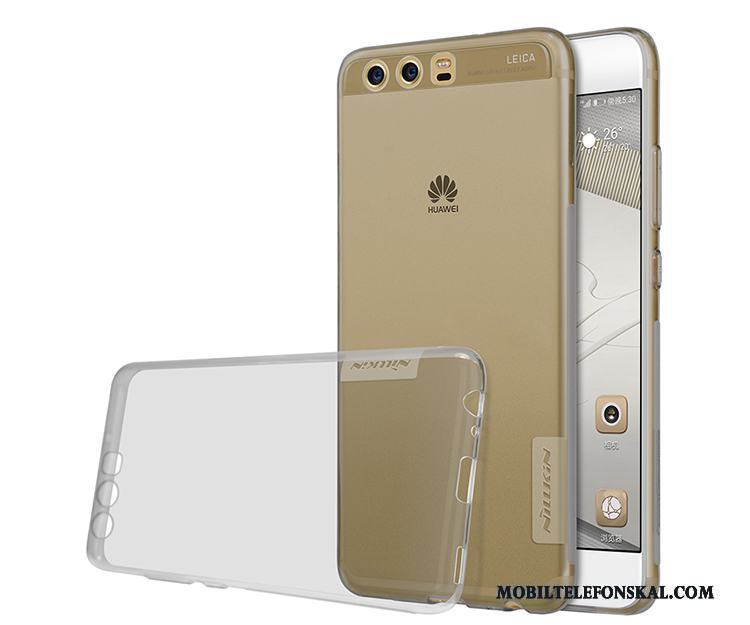 Huawei P10 Mjuk Silikon Grå Transparent Skydd Guld Skal Telefon
