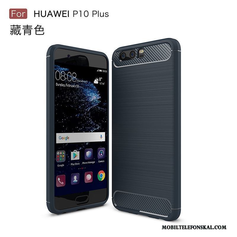 Huawei P10 Plus Kostfiber Mjuk Skal Telefon Silikon Blå Fallskydd Fodral