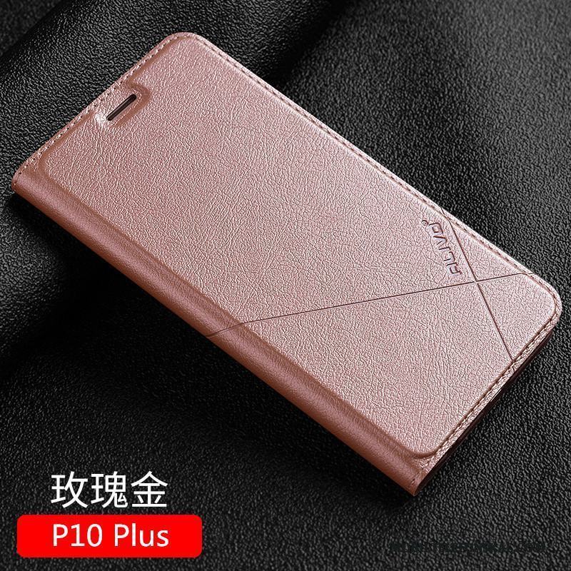 Huawei P10 Plus Läderfodral Rosa Guld Skydd Fallskydd Skal Telefon Clamshell