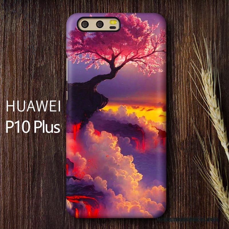 Huawei P10 Plus Skal Mobil Telefon Purpur Skydd Cherry Hård Nubuck Fodral