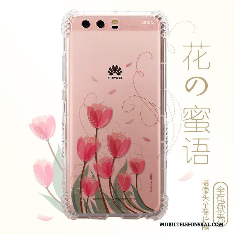 Huawei P10 Skal Mobil Telefon Mjuk Transparent Rosa Silikon All Inclusive Fallskydd