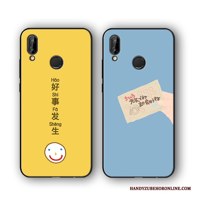 Huawei P20 Lite Fodral Gul Silikon Mjuk Smiley Skydd Skal Telefon