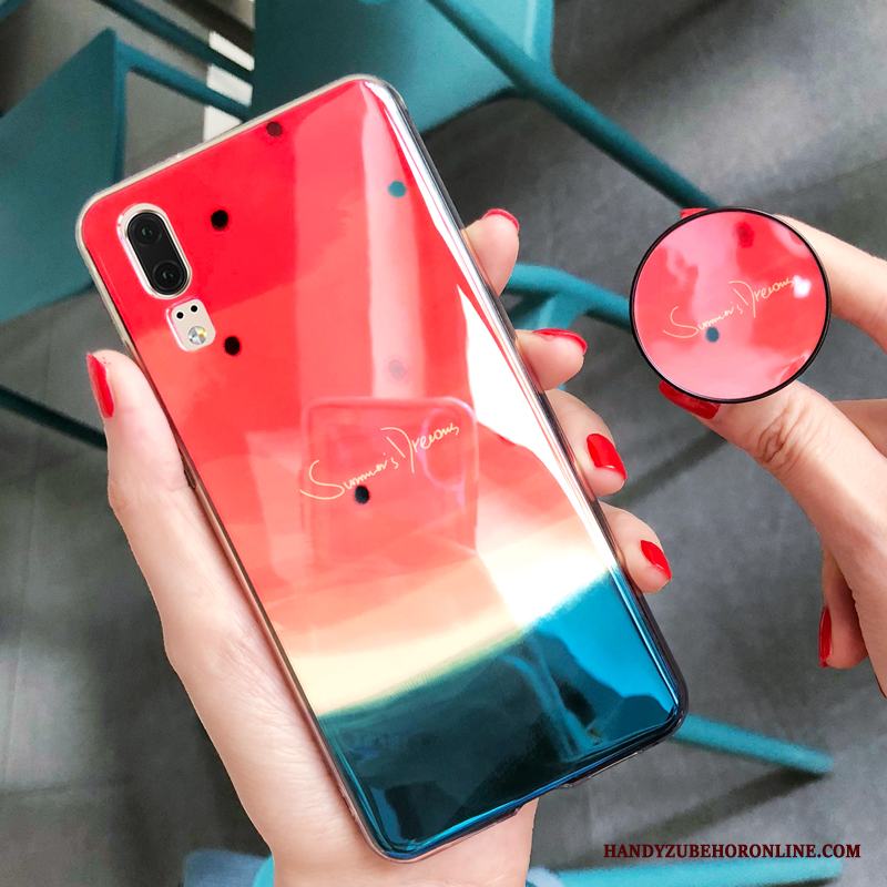 Huawei P20 Silikon Kreativa Skal Telefon Blå Personlighet All Inclusive Net Red