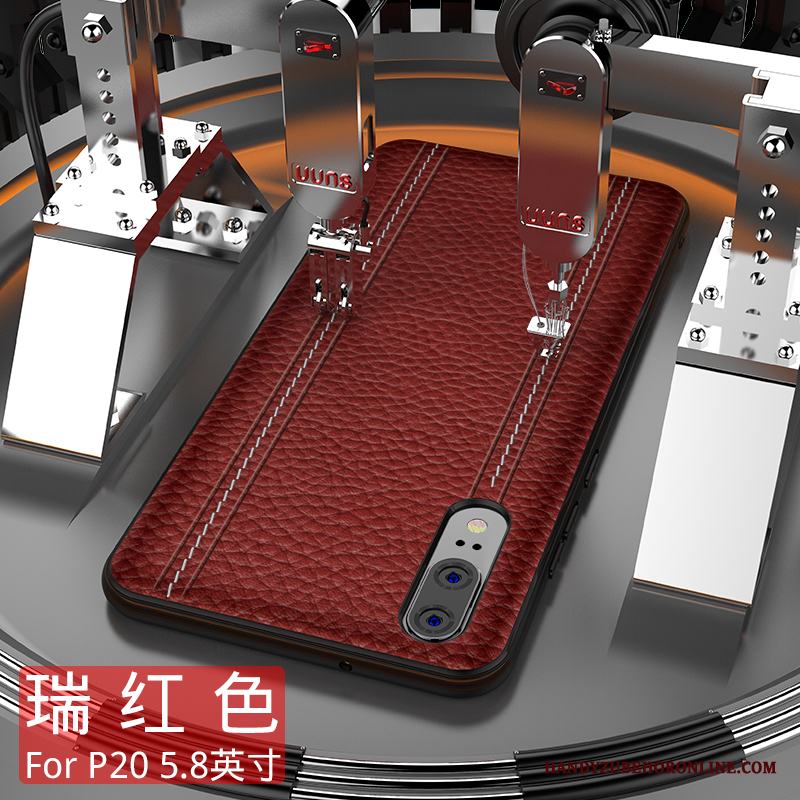 Huawei P20 Skal Telefon Skydd Tillbehör Röd Mobil Telefon All Inclusive Fallskydd