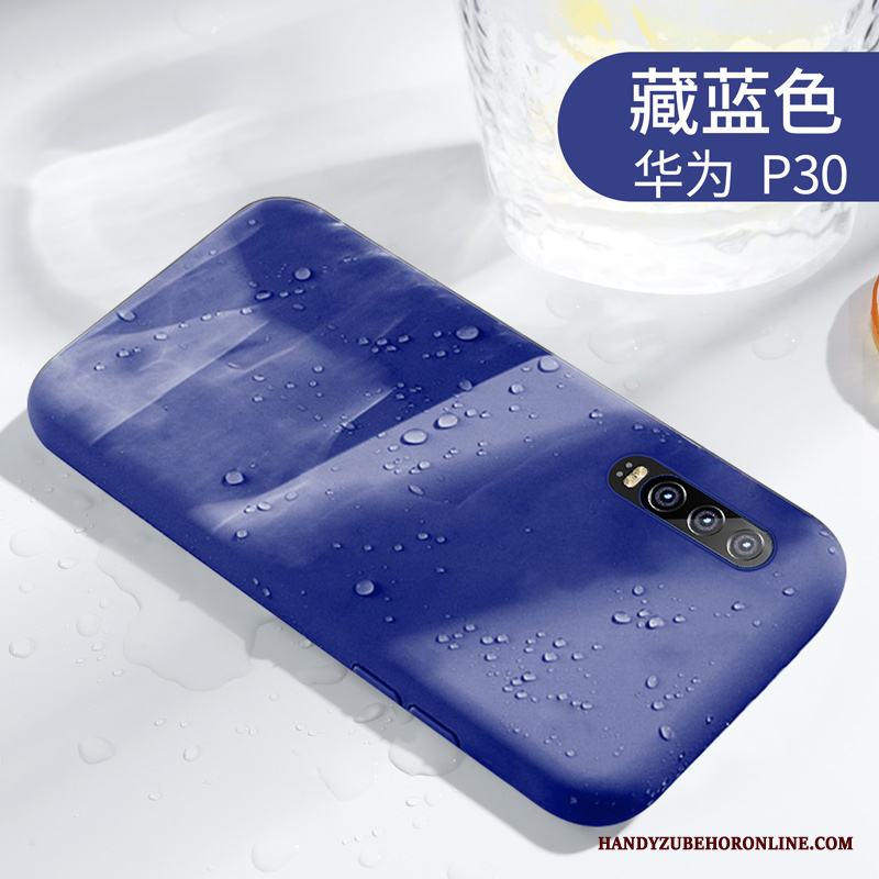 Huawei P30 Enkel Skal Par Telefon Solid Färg Mjuk Blå