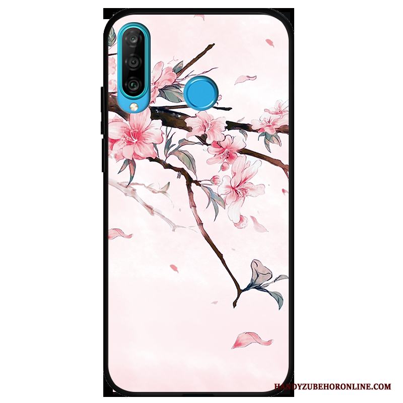 Huawei P30 Lite Skal Fodral Support Skydd Rosa Ungdom Silikon Skärmskydd Film