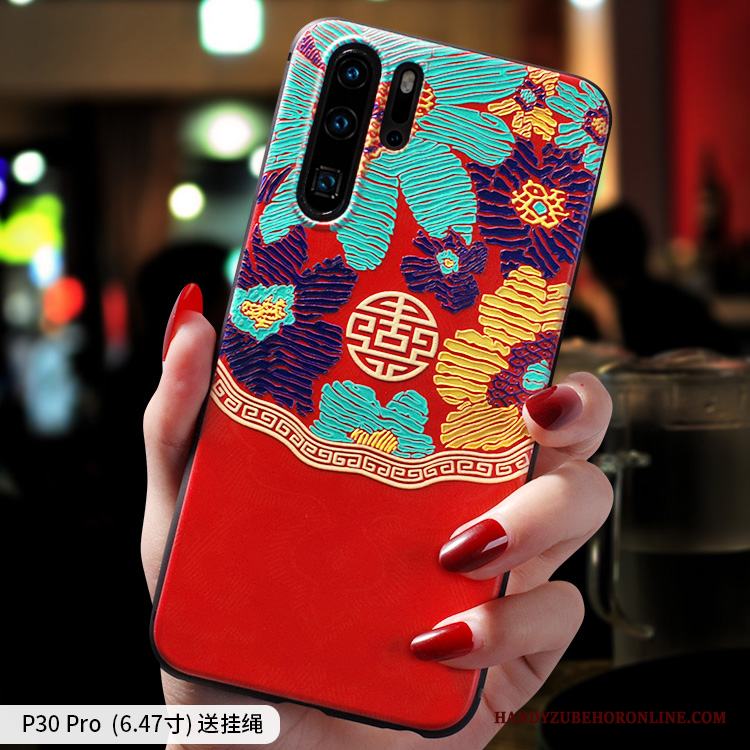 Huawei P30 Pro Skal Telefon Mjuk Kreativa Fallskydd Nubuck Fodral Kinesisk Stil