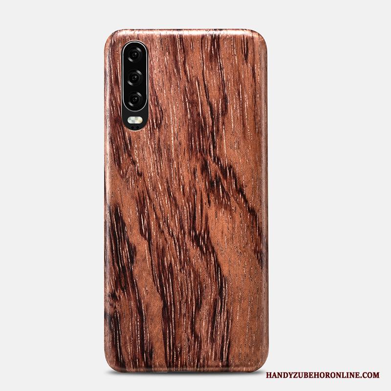 Huawei P30 Skal Nubuck Blommor Wood Trä Fodral Ny Mobil Telefon