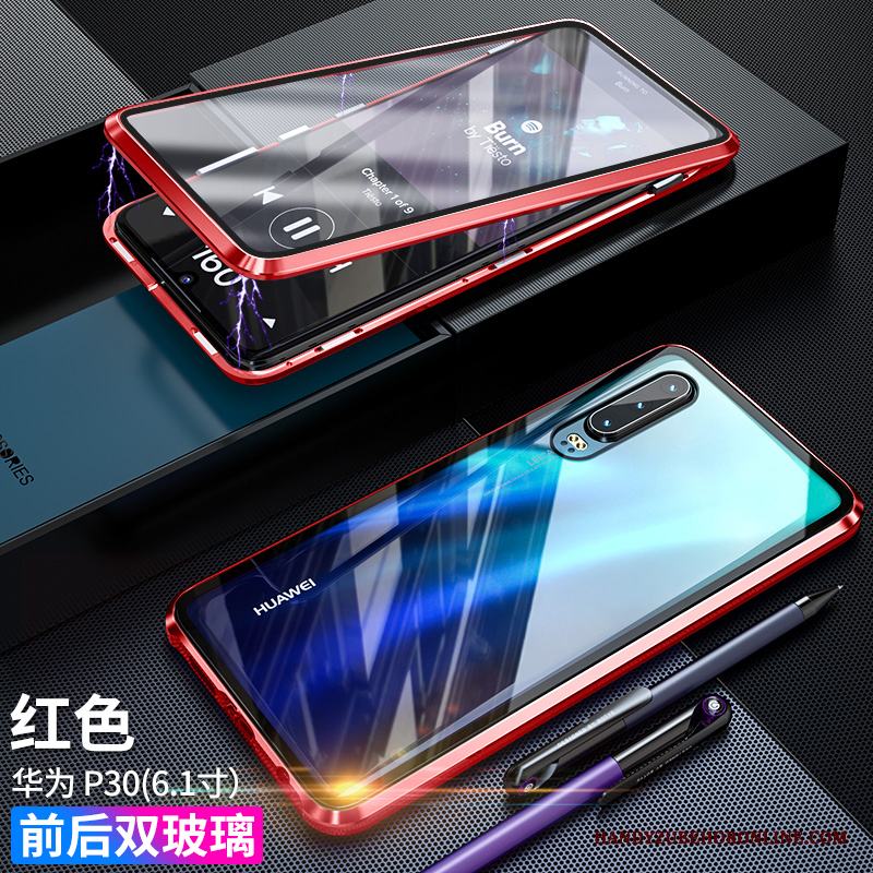 Huawei P30 Skal Slim Röd Net Red Trend Varumärke Skydd Ny Fallskydd