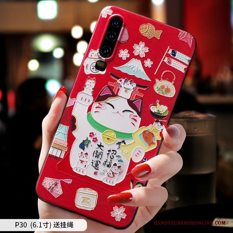 Huawei P30 Trend Fallskydd Nubuck Skal Telefon Katt Silikon Trend Varumärke