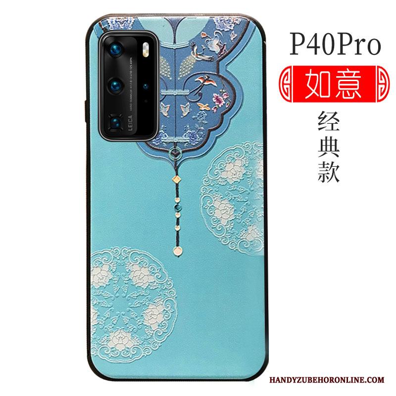 Huawei P40 Pro Blå Högt Utbud Mjuk Silikon Skal Telefon Personlighet Support