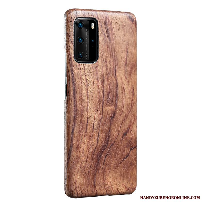 Huawei P40 Pro Känna Fodral Fallskydd Slim Trä Wood Skal Telefon