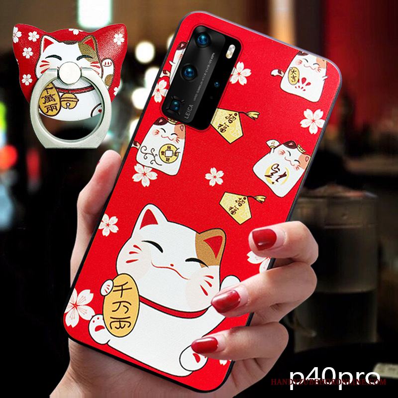 Huawei P40 Pro Skal Tecknat Kreativa Vacker Katt Ring Trend Trend Varumärke