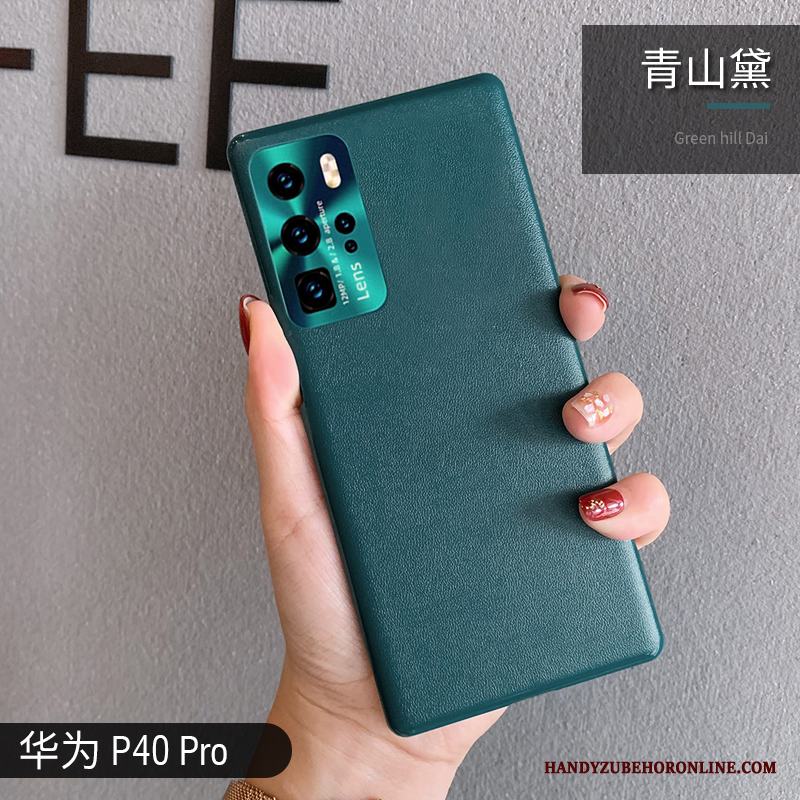 Huawei P40 Pro Skal Telefon Läder Grön Net Red Slim Trend Varumärke Ny