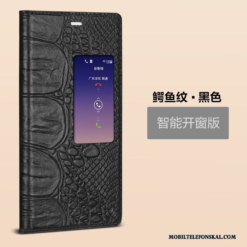 Huawei P8 Svart Skal Telefon Fallskydd Mobil Telefon Fodral Äkta Läder Till