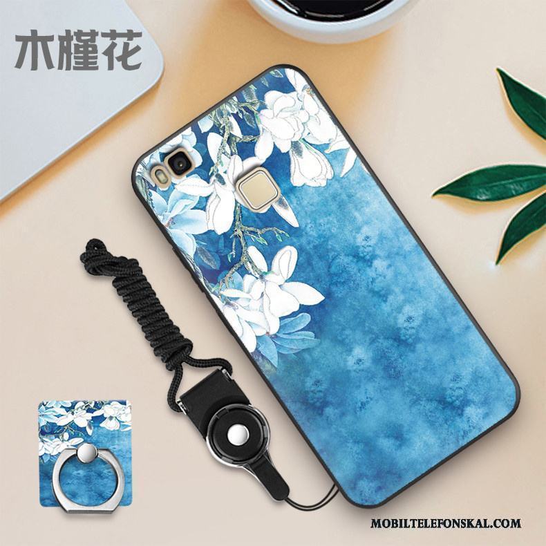Huawei P9 Lite Skal Ljusblå Ungdom Nubuck Fodral Mobil Telefon Tunn Silikon