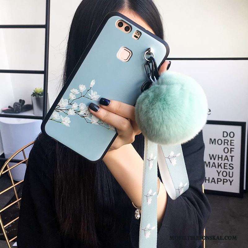 Huawei P9 Plus Kyla Skal Telefon Lättnad Ljusblå Tredimensionell Mjuk All Inclusive