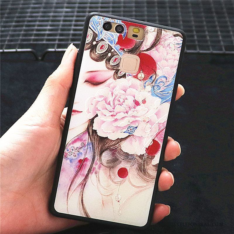 Huawei P9 Plus Skal Telefon Hua Dan Kreativa Kinesisk Stil Personlighet Nubuck Rosa