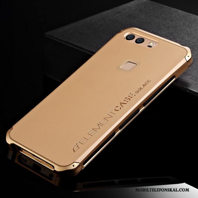 Huawei P9 Skal All Inclusive Frame Fallskydd Guld Fodral Silikon Personlighet