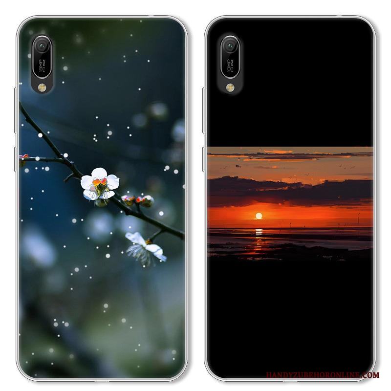 Huawei Y6 2019 Skal Kreativa Svart Fodral Fallskydd Mjuk Tecknat