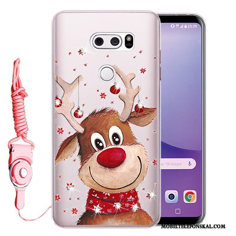 Lg V30 Skydd Mjuk Skal Telefon Fallskydd Fodral Rosa Strass