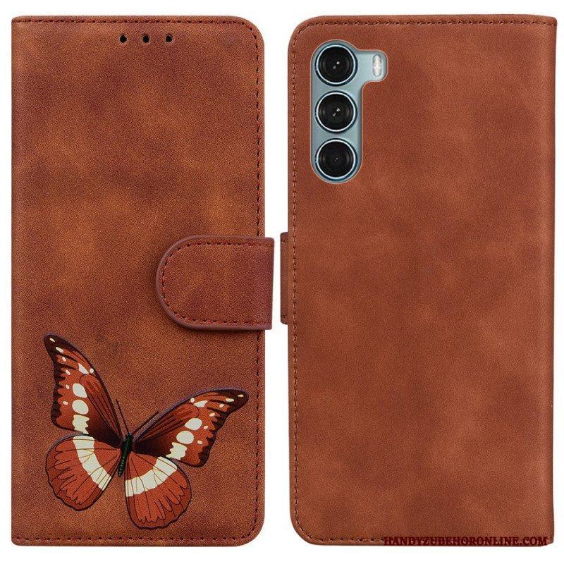 Läderfodral Moto G200 5G Skin-touch Butterfly