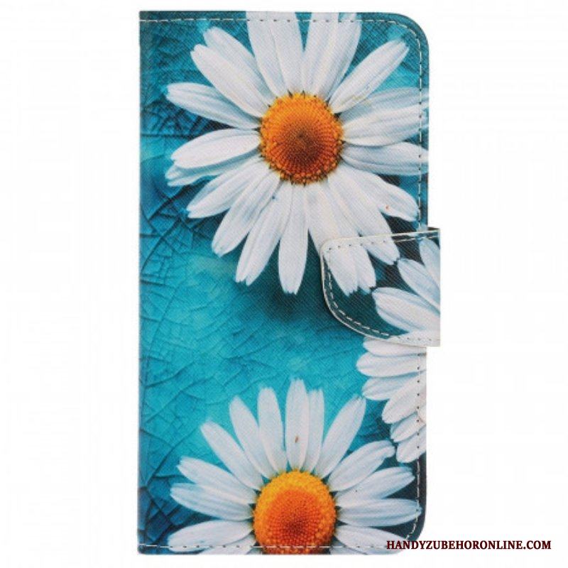 Läderfodral Samsung Galaxy A13 Med Kedjar Thong Daisies