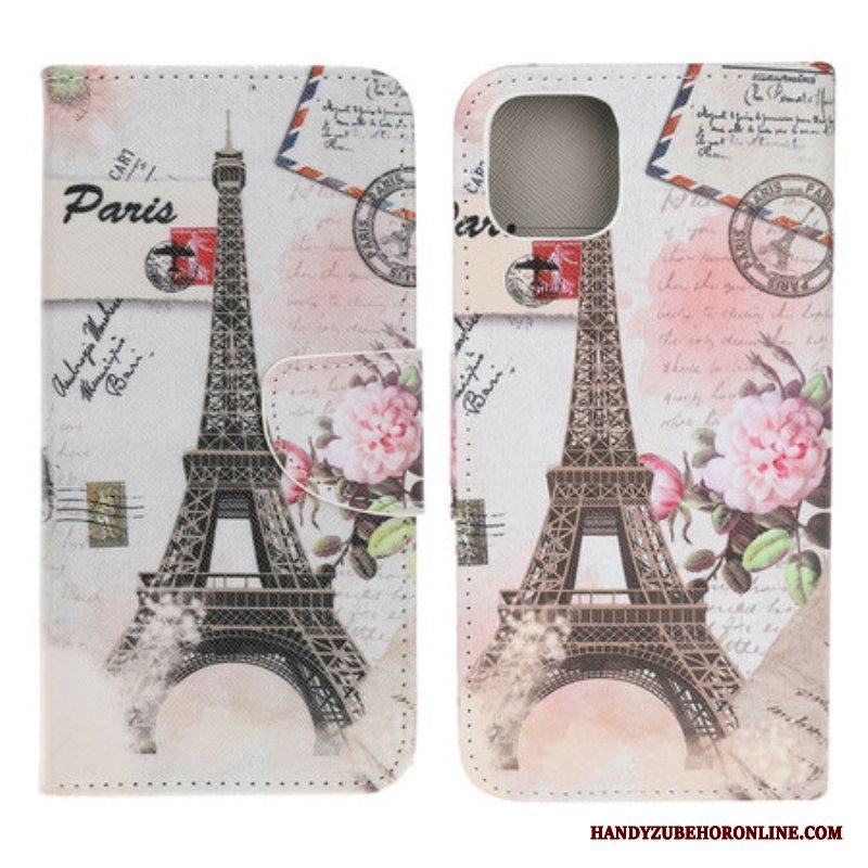 Läderfodral iPhone 13 Mini Retro Eiffeltorn