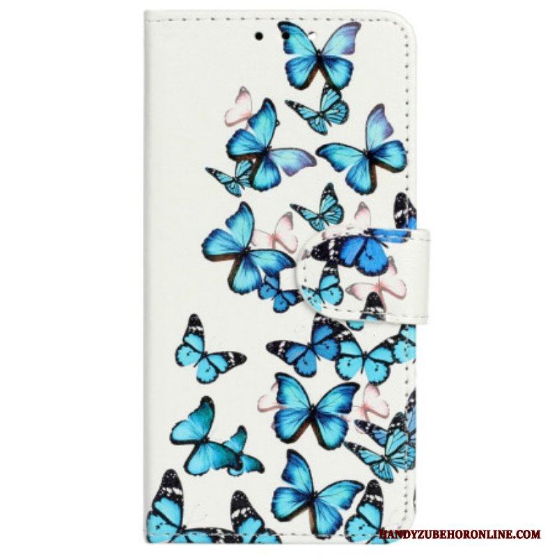 Läderfodral iPhone 14 Fjärilar På Flyg
