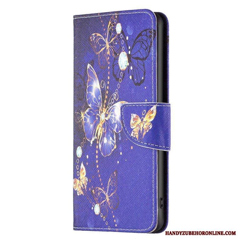 Läderfodral iPhone 14 Pro Svävande Fjärilar