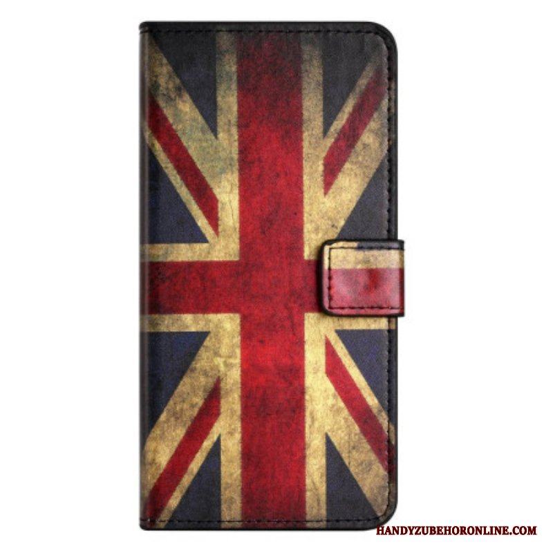 Läderfodral iPhone 14 Pro Vintage Engelska Flaggan