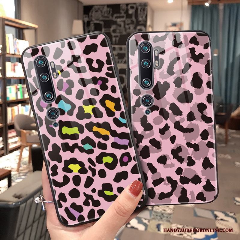 Mi Note 10 Spegel Leopard Skal Telefon Liten Glas Kreativa Rosa