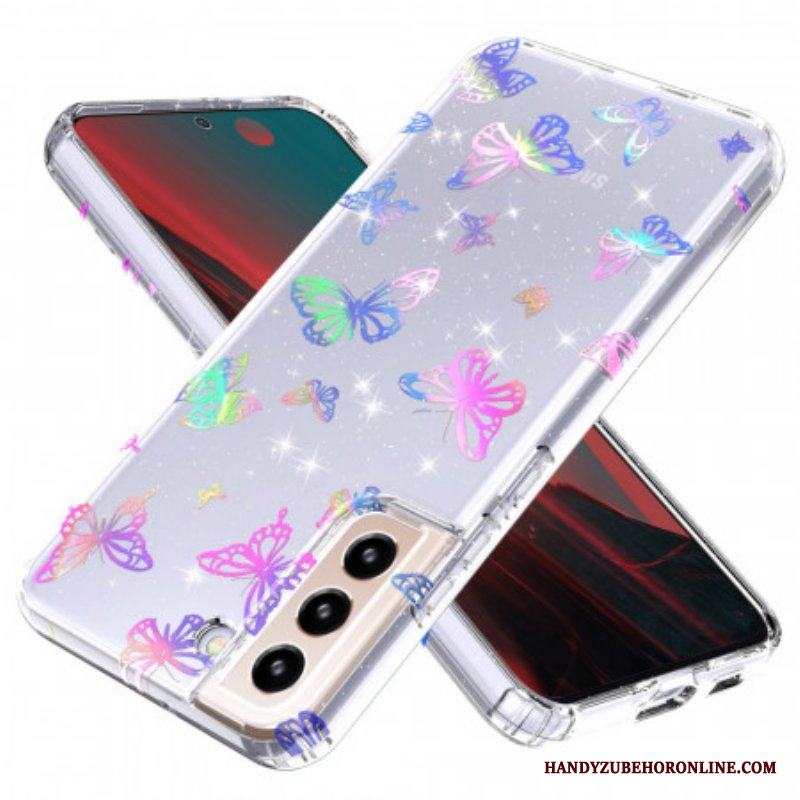 Mobilskal Samsung Galaxy S22 5G Flexibla Silikonfjärilar
