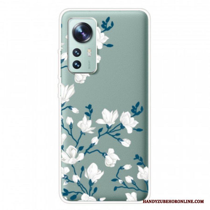 Mobilskal Xiaomi 12 Pro Silikon Vita Blommor