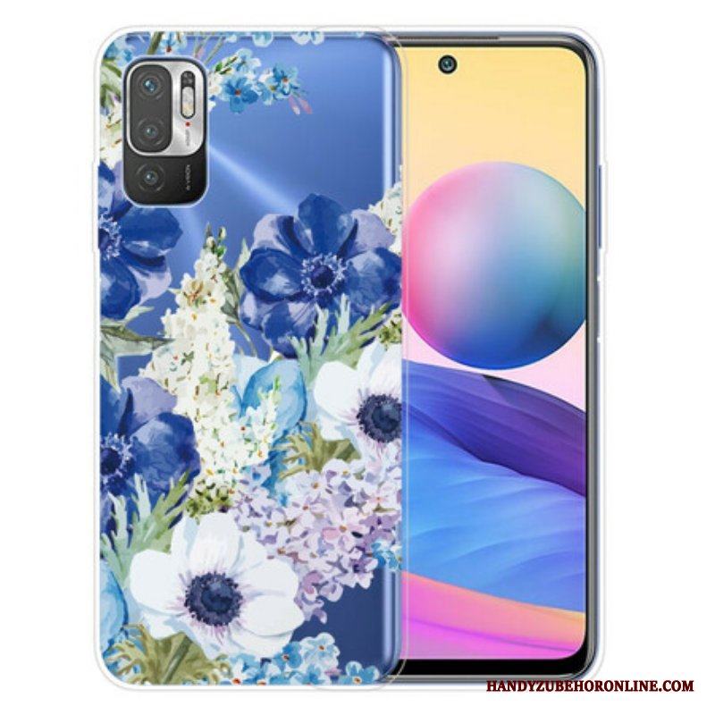 Mobilskal Xiaomi Redmi Note 10 5G Akvarell Blå Blommor