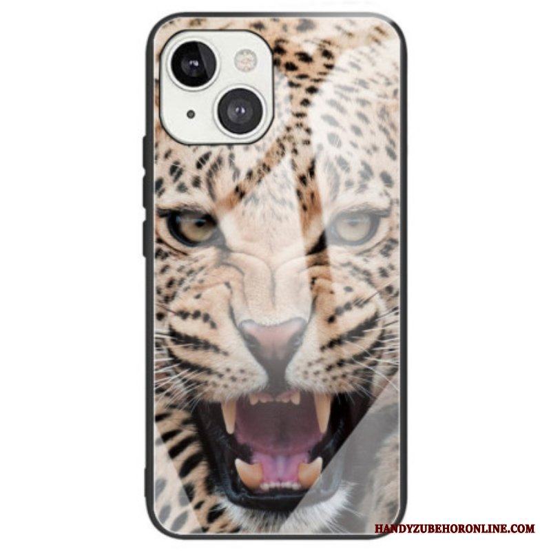 Mobilskal iPhone 14 Leopard Härdat Glas