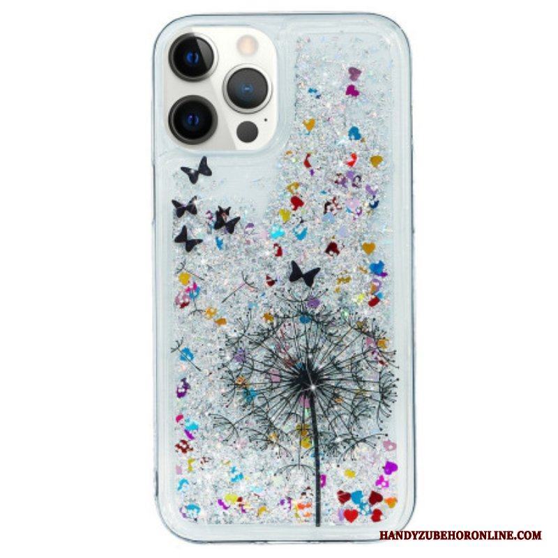 Mobilskal iPhone 15 Pro Maskros Glitter