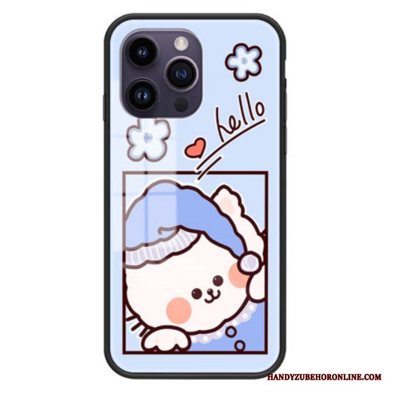 Mobilskal iPhone 15 Pro Max Blå Katt Härdat Glas