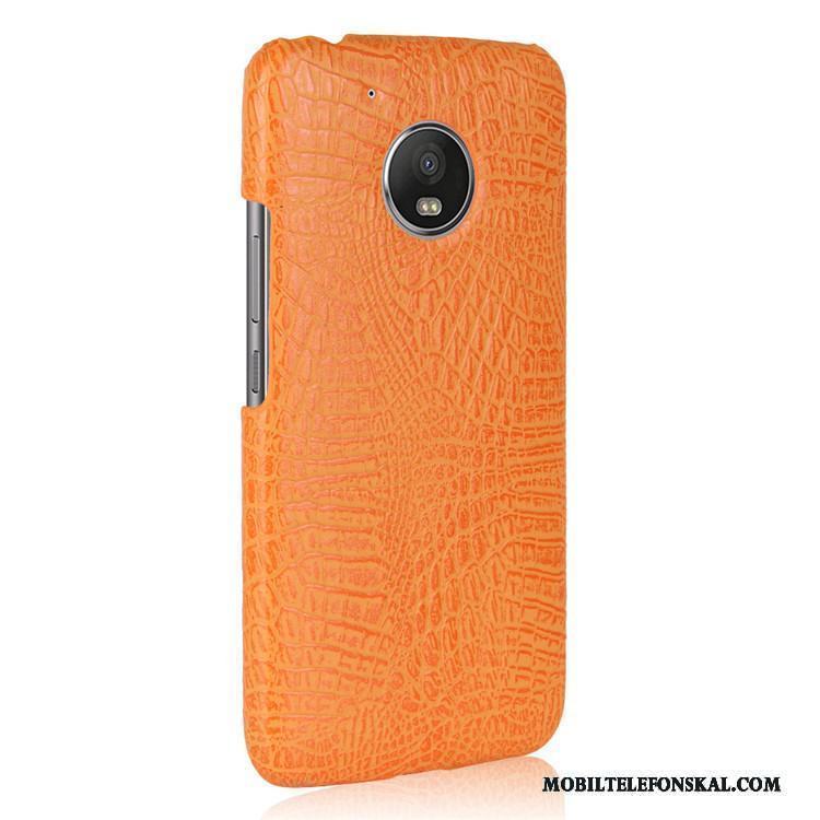 Moto G5 Skal Skydd Fodral Orange Telefon Krokodilmönster